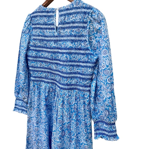 Tuckernuck Pink City Prints Isabel Ornate Sky Blue Smocked Midi Dress - Picture 12 of 16